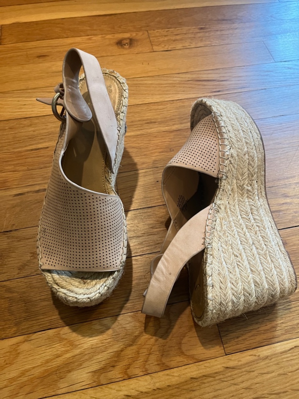 Marc Fisher Blush Perforated Espadrille Platform Sandals